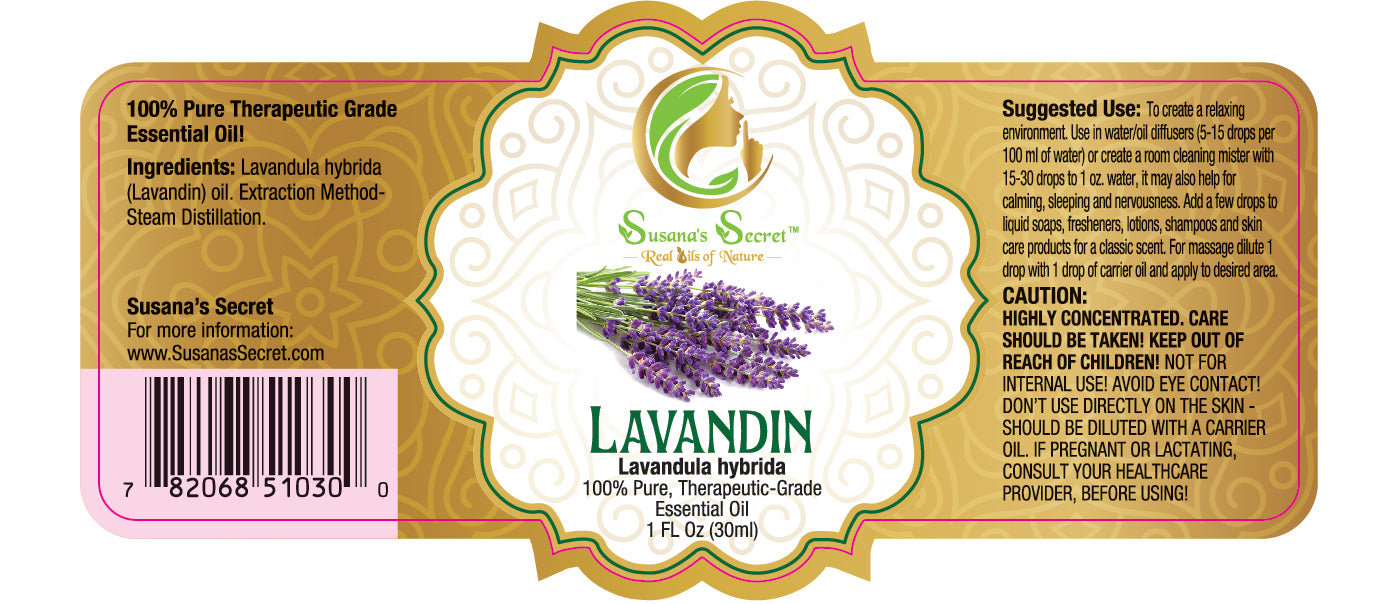 LAVANDÍN Aceite Esencial- 100% PURO, Grado-Terapéutico, 1 FL Oz/30 ml- Botella de vidrio con pipeta cuentagotas