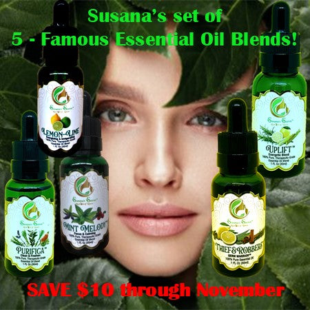 5 of our Famous BLENDS, 5 oz - 5x1 oz/30 ml green glass bottles
