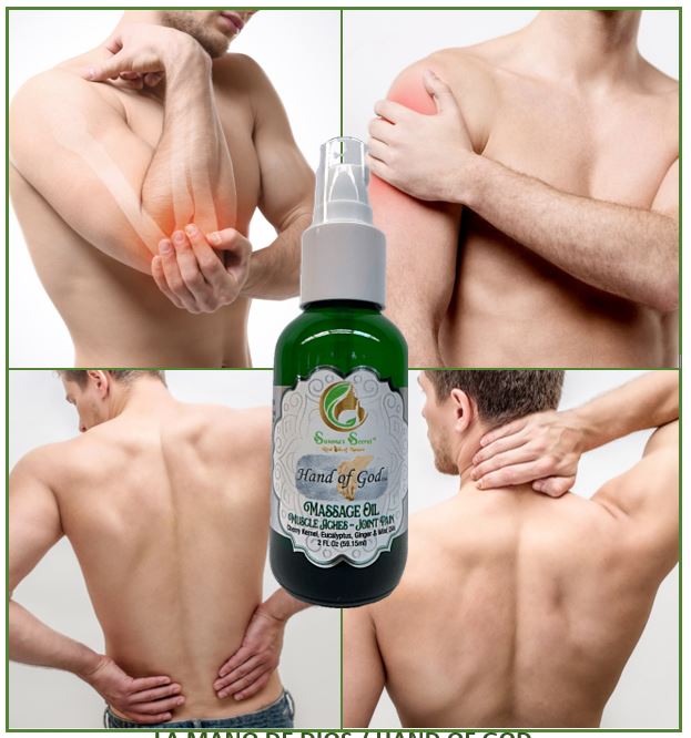 "HAND OF GOD"- Massage Oil- w/Cherry Kernel, Eucalyptus & Mint Oils. Muscle Aches & Joint Pain- 100% PURE, Therapeutic-Grade, 2 FL Oz/59.15 ml- Glass bottle w/treatment pump