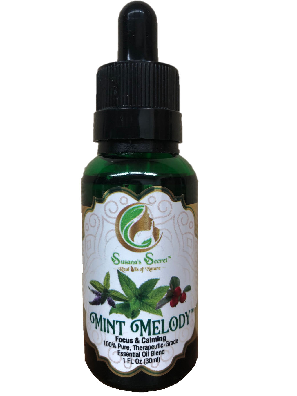 "MINT MELODY"- Focus & Calming- Essential Oil Blend, 100% PURE, Therapeutic-Grade, 1 FL Oz/30 ml, Glass bottle w/ dropper pipette