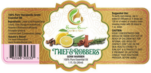"THIEF & ROBBERS"-Germ Warrior- Essential Oil Blend- 100% PURE, Therapeutic-Grade, 1 FL Oz/30 ml- Glass bottle w/dropper pipette. Thief & Robbers is our version of Young Living's Thieves