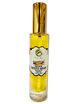 GINGER-ARGAN- Divine Body Oil- Organic Blend- 100% PURE , Therapeutic-Grade, 1.69 FL Oz/50 ml- Glass bottle w/ gold cosmetic treatment pump