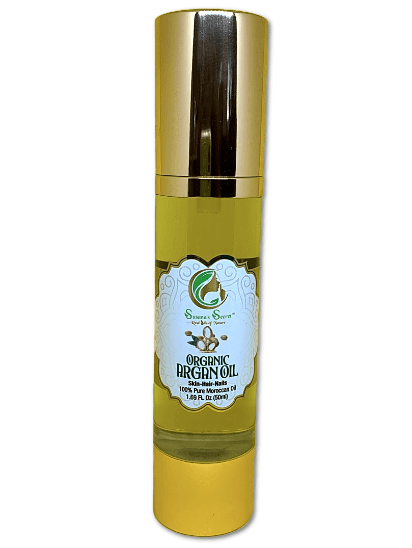 ARGAN-Skin-Hair-Nails- Organic Moroccan Oil (Cold Pressed & Deodorized)- 100% PURE, Therapeutic-Grade, 1.69 FL Oz/50 ml- Gold cosmetic treatment Pump